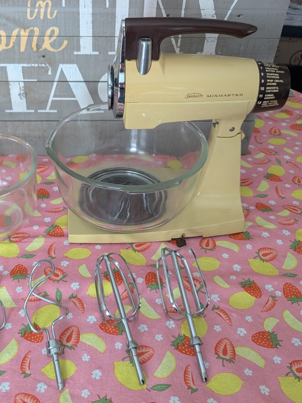 Vintage Sunbeam 12-Speed Mixmaster Stand Mixer with Glass Bowls and Beaters